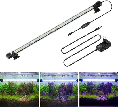 Aquarium Light for Fish Tank,Auto On/Off Submersible White and Blue Aquarium Plant Light with Timer and Dimming Function (7.5 Inch （Timer & Dimming Function)