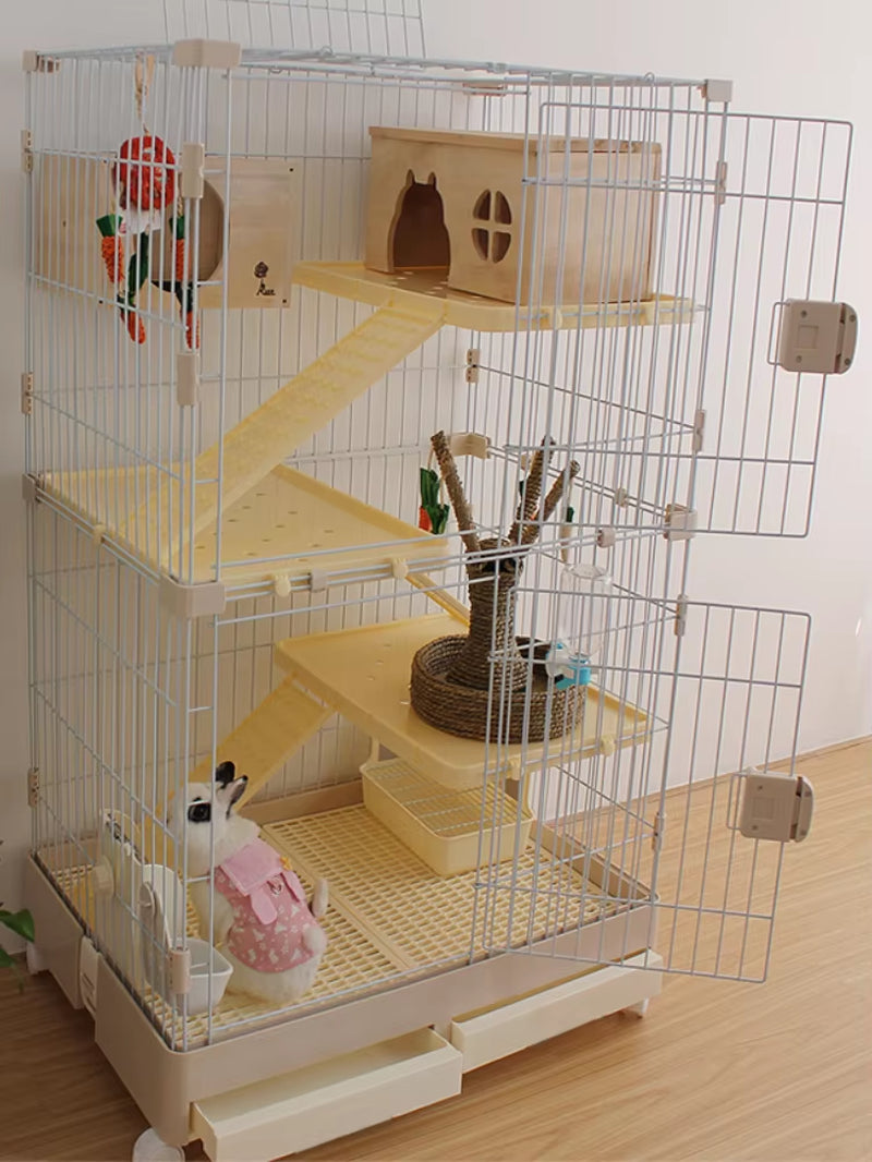 Rabbit Cage Automatic Dung Cleaning Rabbit Cage Household Extra Large Rabbit Cage Rabbit Villa Nest Rabbit House Pet Cage