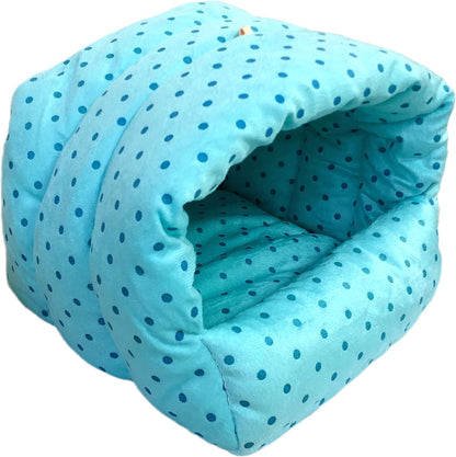 WOWOWMEOW Guinea Pig Cave Bed Small Animals Warm Cage Hanging Bed for Rat, Chinchilla, Hedgehog, Rabbit (M, Star-Blue)