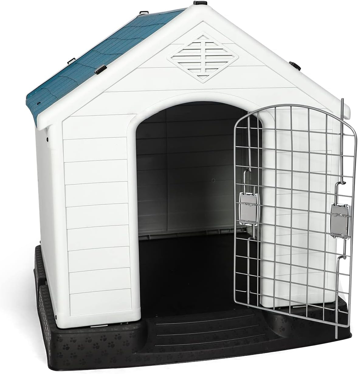 LUCKYERMORE Outdoor Dog House with Door Lightweight Plastic Pet Kennel Waterproof Windproof, Small