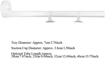 GLOGLOW Aquarium Feeder, Acrylic Transparent Fish Feeding Tube with Tray Aquarium Fish Shrimp Feeder with Fixing Bracket Suction Cups(32Cm)