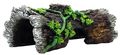 Aqua Culture X-Large Wood Log Reptile Ornament - Brown, White, Green