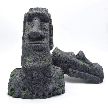 Easter Island Stone Statue Resin Ornament Fish Tank Aquarium Decoration Artificial Stone Aquarium Decor