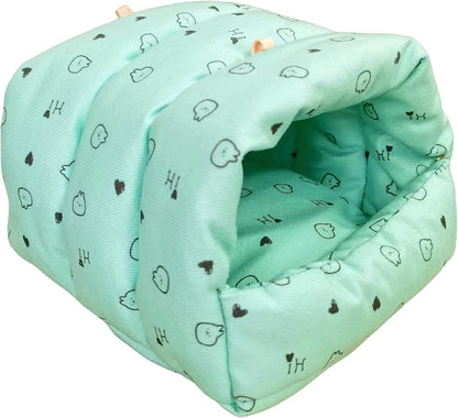 WOWOWMEOW Guinea Pig Cave Bed Small Animals Warm Cage Hanging Bed for Rat, Chinchilla, Hedgehog, Rabbit (M, Star-Blue)