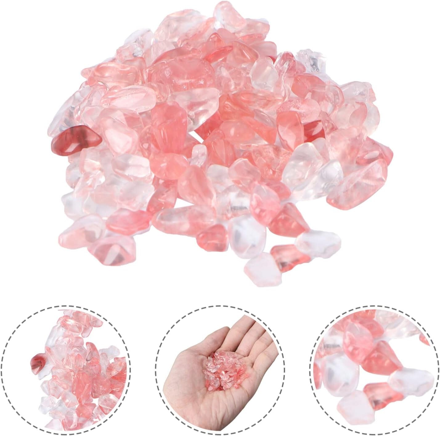 POPETPOP Aquarium Pebbles Pink-Fish Tank Gravel Rock Crystal Stones for Fish Tank/Terrariums/Garden/Flowerpot/Glassware/Vases Decoration (100G 5-7Mm)