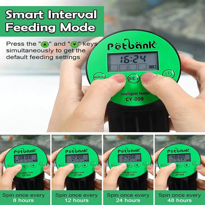 Petbank Automatic Feeder Aquarium, Fish Automatic Fish Feeder with Type-C Charging Cable, Fish Tank 200Ml Capacity Green