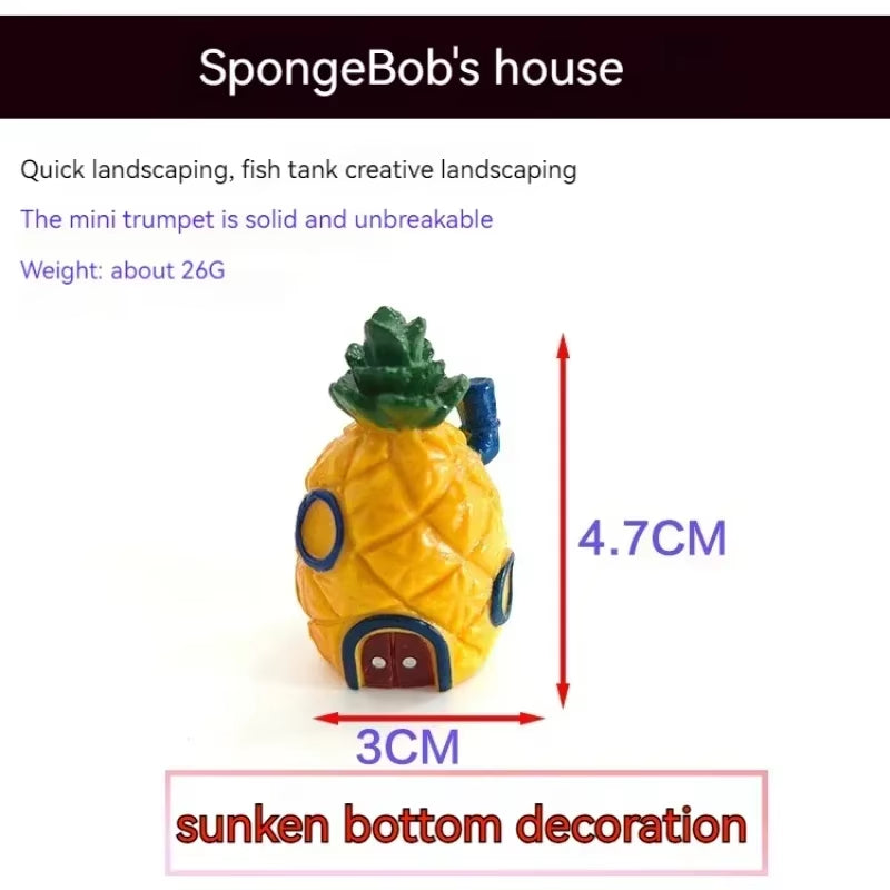 Aquarium Decoration Landscaping Accessories Fish Tank Aquarium Decoration Cartoon Character Pineapple House Decoration