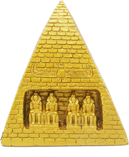 Pyramid Pharaoh Aquarium Fish Tank Decorations Statues Figurine Sculpture Ancient Egypt Reptile Turtle Lizard Spider Tanks Terrarium Egyptian Décor Ornament Pet (Gold Pyramid)